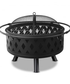 Grillz 32 Inch Portable Outdoor Fire Pit and BBQ - Black
