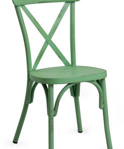 Retro Green Aluminium Cross Back Chair Set Of 2
