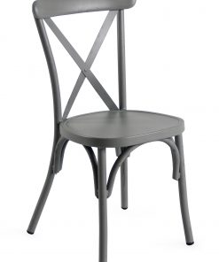 Retro Grey Aluminium Cross Back Chair Set Of 2