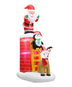 Jingle Jollys 2.4M Christmas Inflatable Santa on Chimney Decorations Outdoor LED