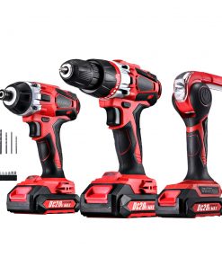 GIANTZ 20V Lithium Drill Kit Cordless Impact Drill Impact Driver LED Torch Bag