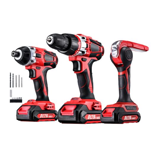 GIANTZ 20V Lithium Drill Kit Cordless Impact Drill Impact Driver LED Torch Bag