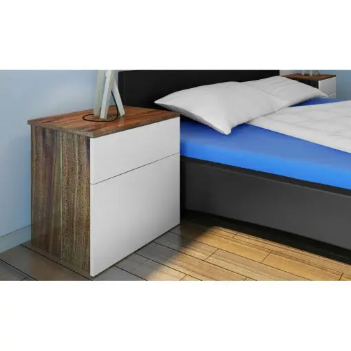 vidaXL Nightstand 2 pcs with One-Drawer Brown and White