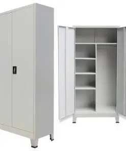 vidaXL Locker Cabinet with 2 Doors Steel 90x40x180 cm Grey