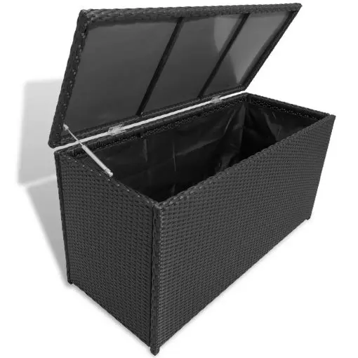 vidaXL Garden Storage Box Black 120x50x60 cm Poly Rattan