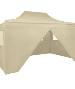 vidaXL Foldable Tent Pop-Up with 4 Side Walls 3×4.5 m Cream White