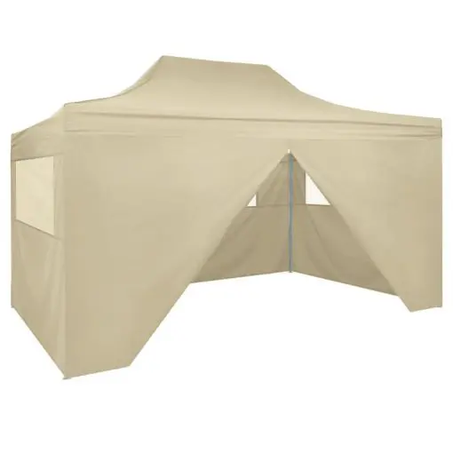 vidaXL Foldable Tent Pop-Up with 4 Side Walls 3×4.5 m Cream White