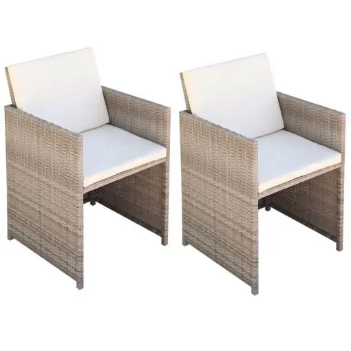 vidaXL Garden Chairs 2 pcs with Cushions and Pillows Poly Rattan Beige