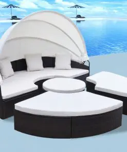 vidaXL Outdoor Lounge Bed Poly Rattan Brown