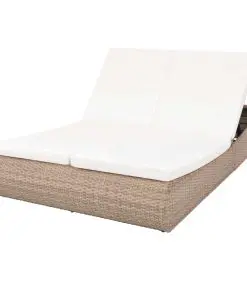 vidaXL Outdoor Lounge Bed Poly Rattan Beige