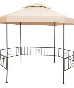 vidaXL Garden Marquee Gazebo Pavilion Tent Hexagonal Beige 323×265 cm