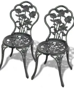 vidaXL Bistro Chairs 2 pcs Cast Aluminium Green