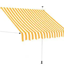 vidaXL Manual Retractable Awning 150 cm Yellow and White Stripes
