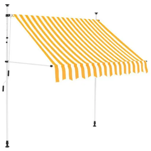 vidaXL Manual Retractable Awning 150 cm Yellow and White Stripes