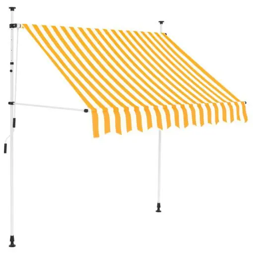 vidaXL Manual Retractable Awning 200 cm Yellow and White Stripes