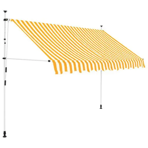 vidaXL Manual Retractable Awning 300 cm Yellow and White Stripes
