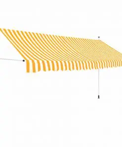 vidaXL Manual Retractable Awning 350 cm Yellow and White Stripes