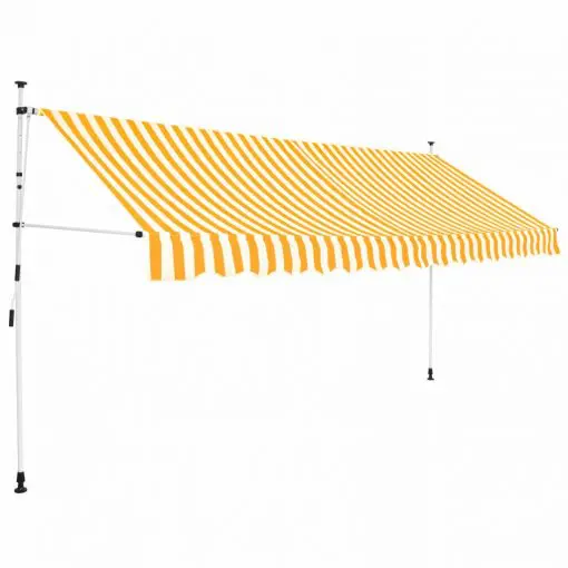 vidaXL Manual Retractable Awning 350 cm Yellow and White Stripes