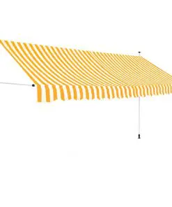 vidaXL Manual Retractable Awning 400 cm Yellow and White Stripes