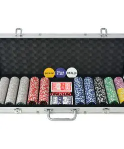 vidaXL Poker Set with 500 Laser Chips Aluminium