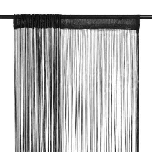 vidaXL String Curtains 2 pcs 140×250 cm Black