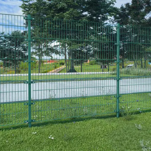vidaXL Fence Panel with Posts Powder-coated Iron 6×2 m Green