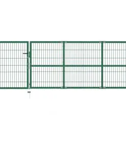 vidaXL Garden Fence Gate with Posts 350×100 cm Steel Green