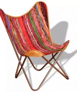 vidaXL Butterfly Chair Multicolour Chindi Fabric