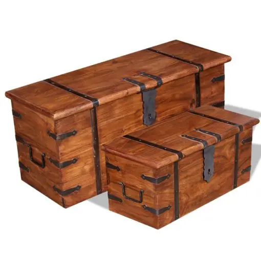 vidaXL 2 Piece Storage Chest Set Solid Wood