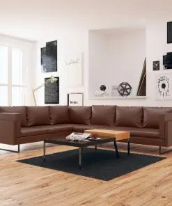 vidaXL Corner Sofa Artificial Leather Brown