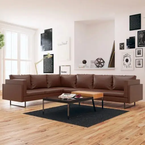 vidaXL Corner Sofa Artificial Leather Brown