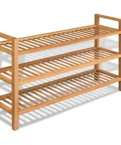 vidaXL Shoe Rack with 3 Shelves 100x27x59,5 cm Solid Oak Wood