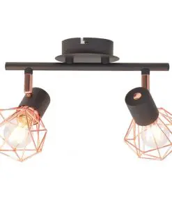 vidaXL Ceiling Lamp with 2 Spotlights E14 Black and Copper