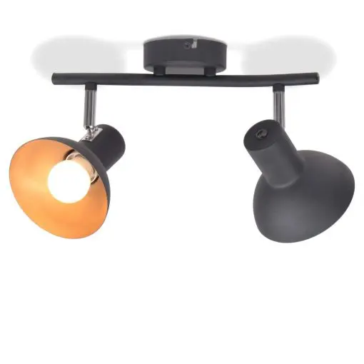 vidaXL Ceiling Lamp for 2 Bulbs E27 Black and Gold