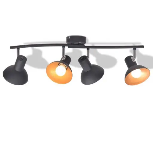 vidaXL Ceiling Lamp for 4 Bulbs E27 Black and Gold