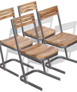 vidaXL Dining Chairs 4 pcs Solid Teak Wood