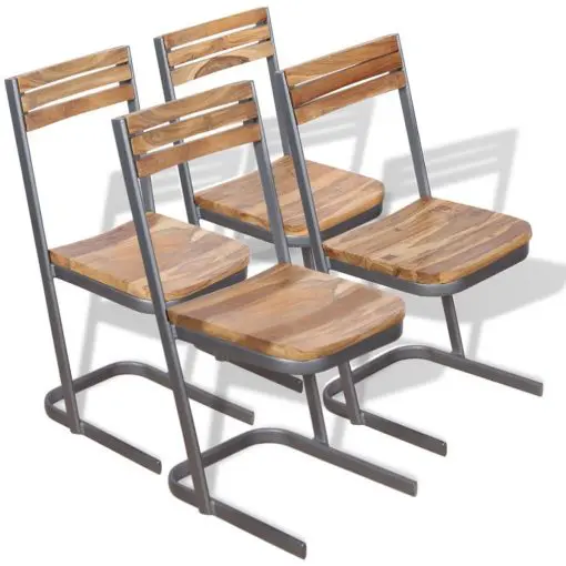 vidaXL Dining Chairs 4 pcs Solid Teak Wood