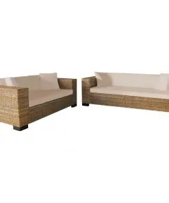 vidaXL 2-Seater and 3-Seater Sofa Set Real Rattan