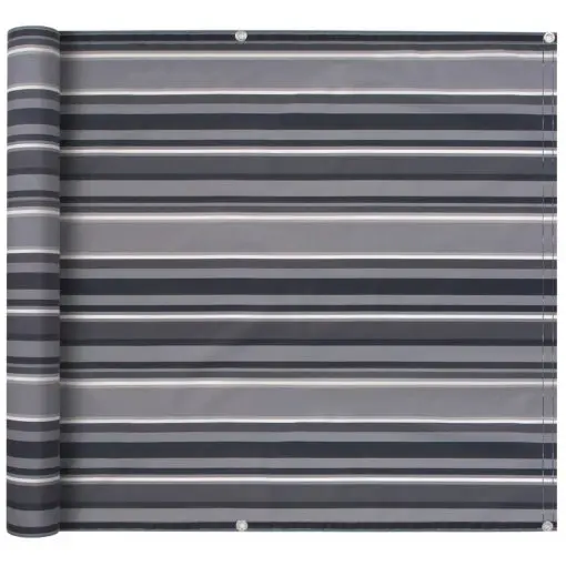vidaXL Balcony Screen Oxford Fabric 90×600 cm Stripe Grey