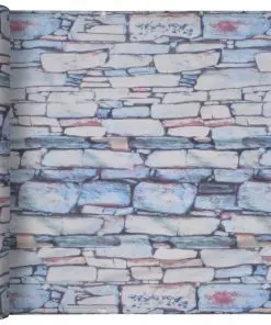 vidaXL Balcony Screen Oxford Fabric 90×600 cm Stone Wall Print