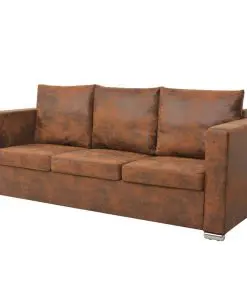 vidaXL 3-Seater Sofa 191x73x82 cm Artificial Suede Leather