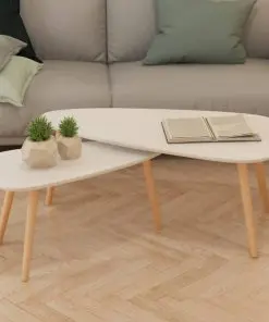 vidaXL Coffee Table Set 2 Pieces Solid Pinewood White