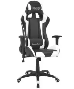 vidaXL Reclining Office Racing Chair Artificial Leather White