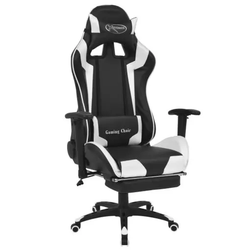 vidaXL Reclining Office Racing Chair with Footrest White