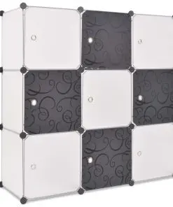 vidaXL Storage Cube Organiser with 9 Compartments Black and White