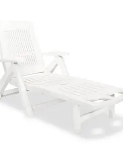 vidaXL Sun Lounger with Footrest Plastic White