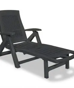 vidaXL Sun Lounger with Footrest Plastic Anthracite