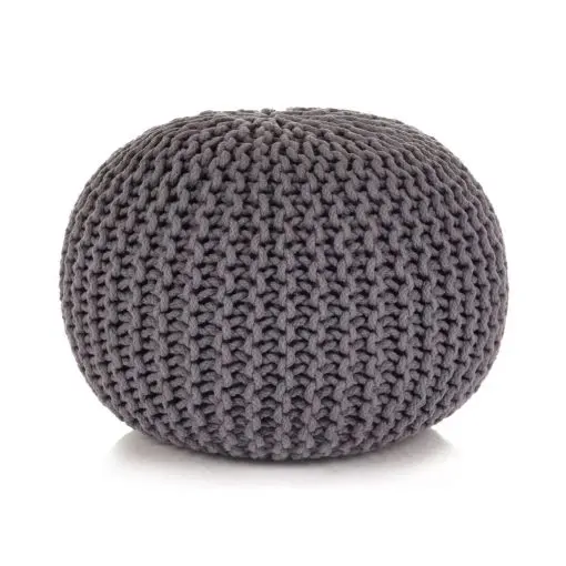 vidaXL Hand-Knitted Pouffe Cotton 50×35 cm Grey