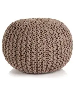 vidaXL Hand-Knitted Pouffe Cotton 50×35 cm Brown
