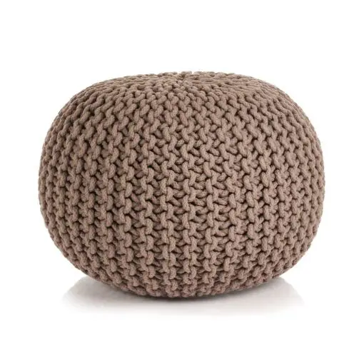 vidaXL Hand-Knitted Pouffe Cotton 50×35 cm Brown